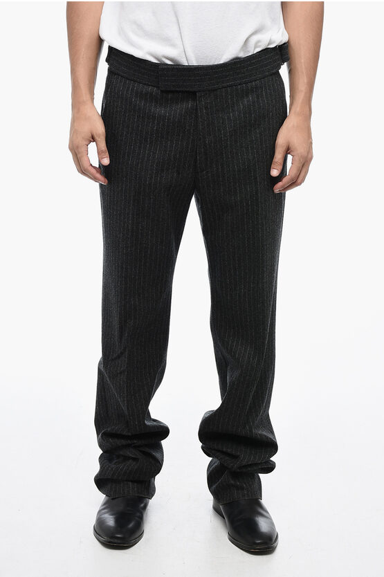 Shop Tom Ford Pinstripped Wool Pants With Martingale