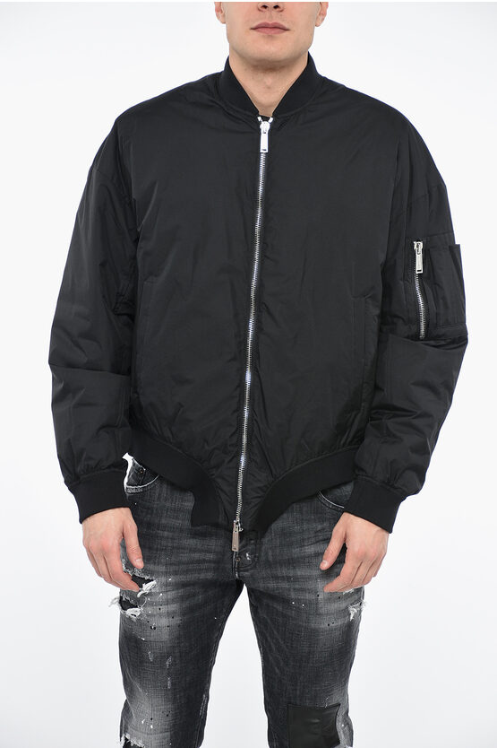 Shop Dsquared2 Pinted On The Wave Bomber Jacket With Zipped Detail