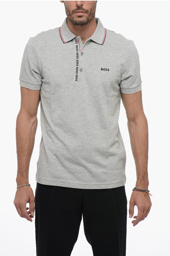 Shop Hugo Boss Pique Cotton Slim Fit 3-bottons Polo Shirt