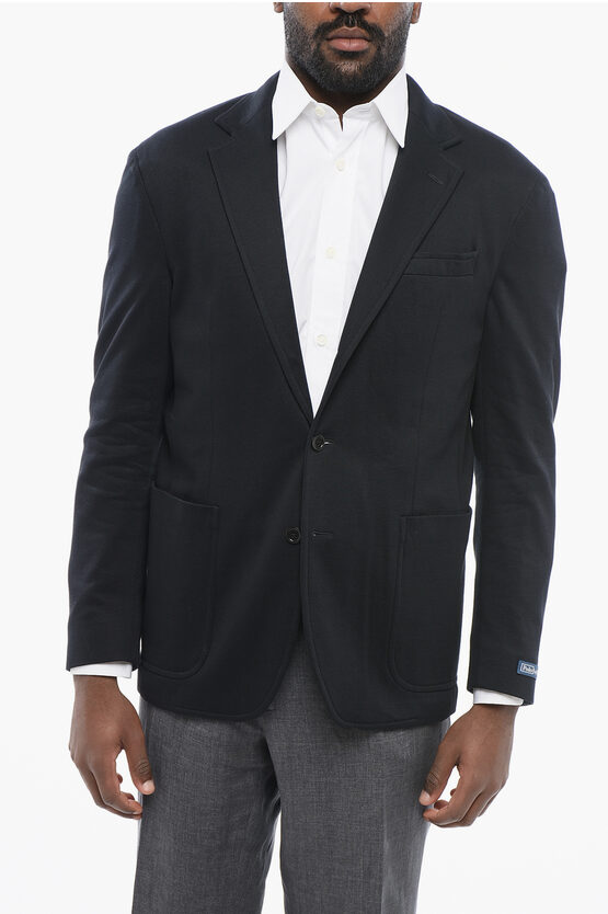 Polo Ralph Lauren Piquet Cotton Blend Blazer With Patch Pockets