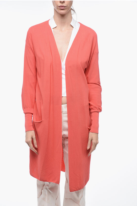 Shop Malo Piquet Cotton Long Cardigan With Cuffs