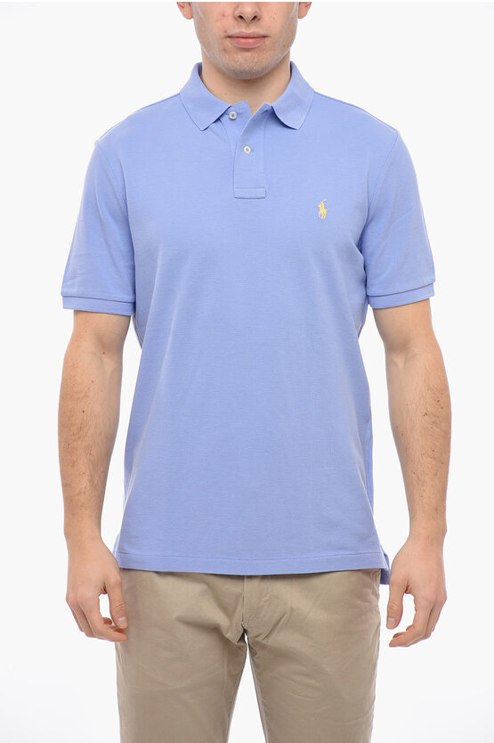 Polo Ralph Lauren Piquet Cotton Polo With Embroidered Logo In Blue