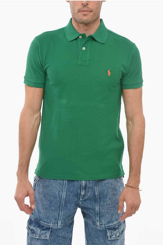 Polo Ralph Lauren Piquet Cotton Polo With Embroidered Logo In Green