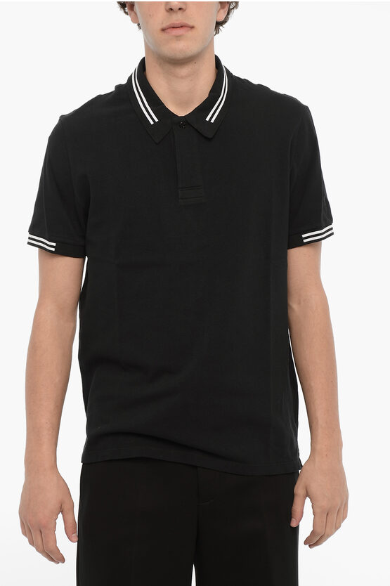 Shop Neil Barrett Piquet Cotton Slim Fit Polo Shirt