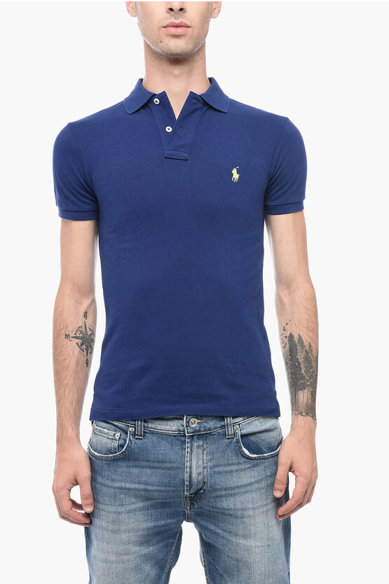 Shop Polo Ralph Lauren Piquet Cotton Slim Fit Polo With Logo