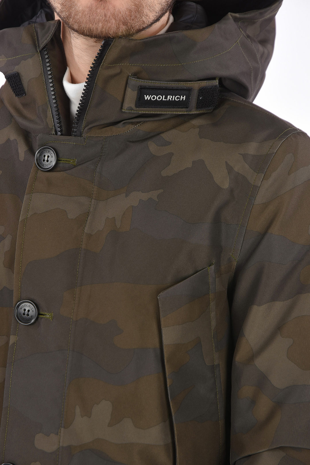 Woolrich piumino camouflage con cappuccio uomo - Glamood Outlet