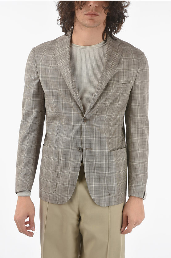 Corneliani Plaid Checked 2-buttons Sportswear Blazer With Side Vents In Brown