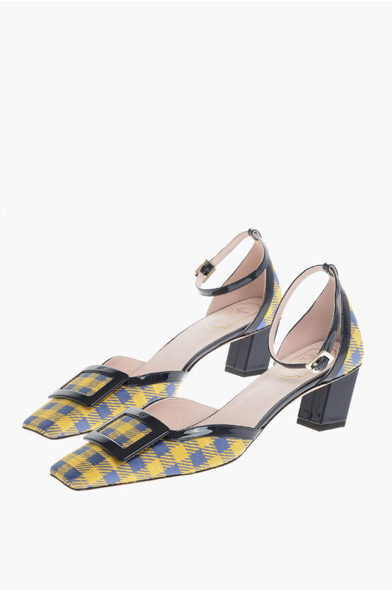 Roger Vivier Plaid Checked Belle Ankle-strap Pumps With Patent Leather Tr In Multi