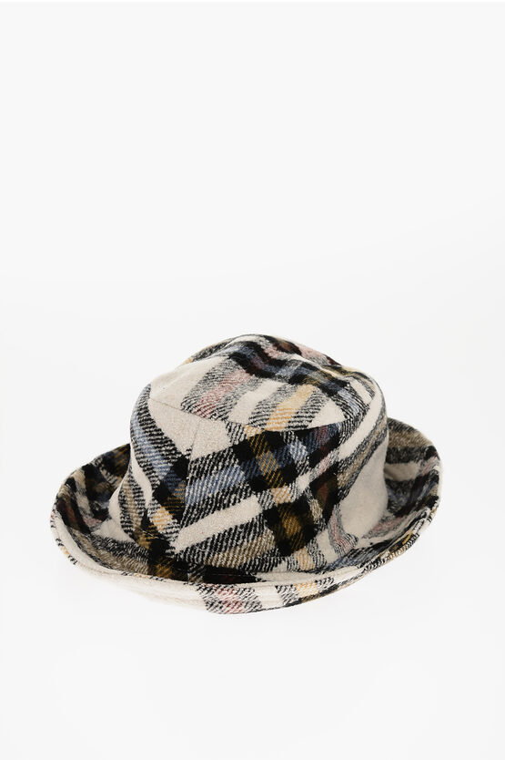 Shop Isabel Marant Plaid Motif Haleyh Bucket Hat With Embroidered Logo