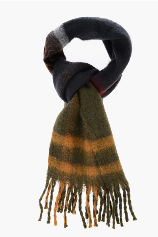 Shop Barbour Plaid Motif Isla Scarf With Fringes