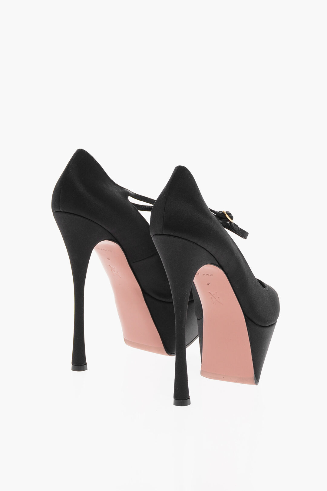 Black satin stiletto heels on sale