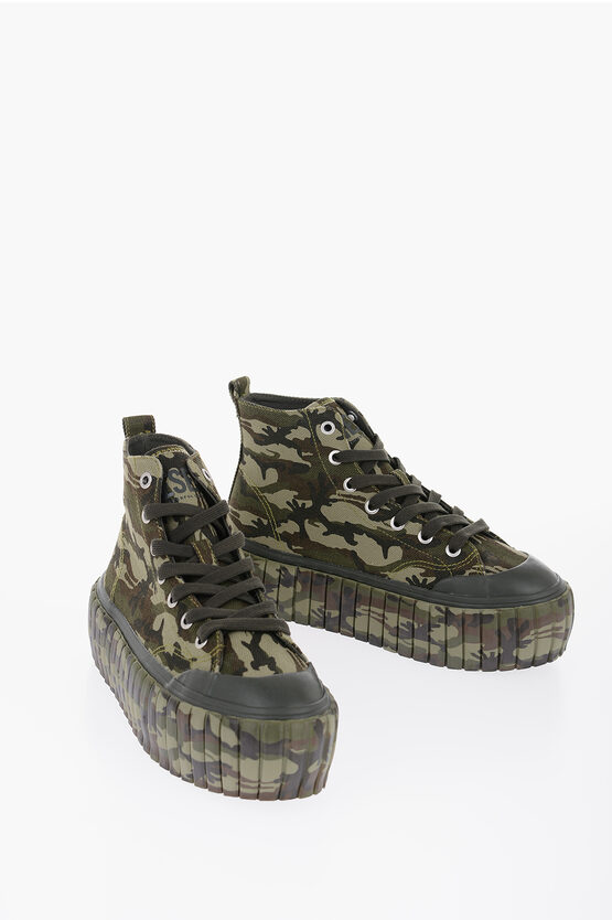 Shop Diesel Platform S-hanami Sneakers With Camo Motif