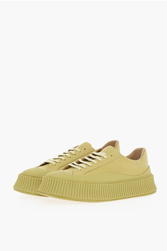Jil Sander Platform Sole Leather Low-top Trainers In White