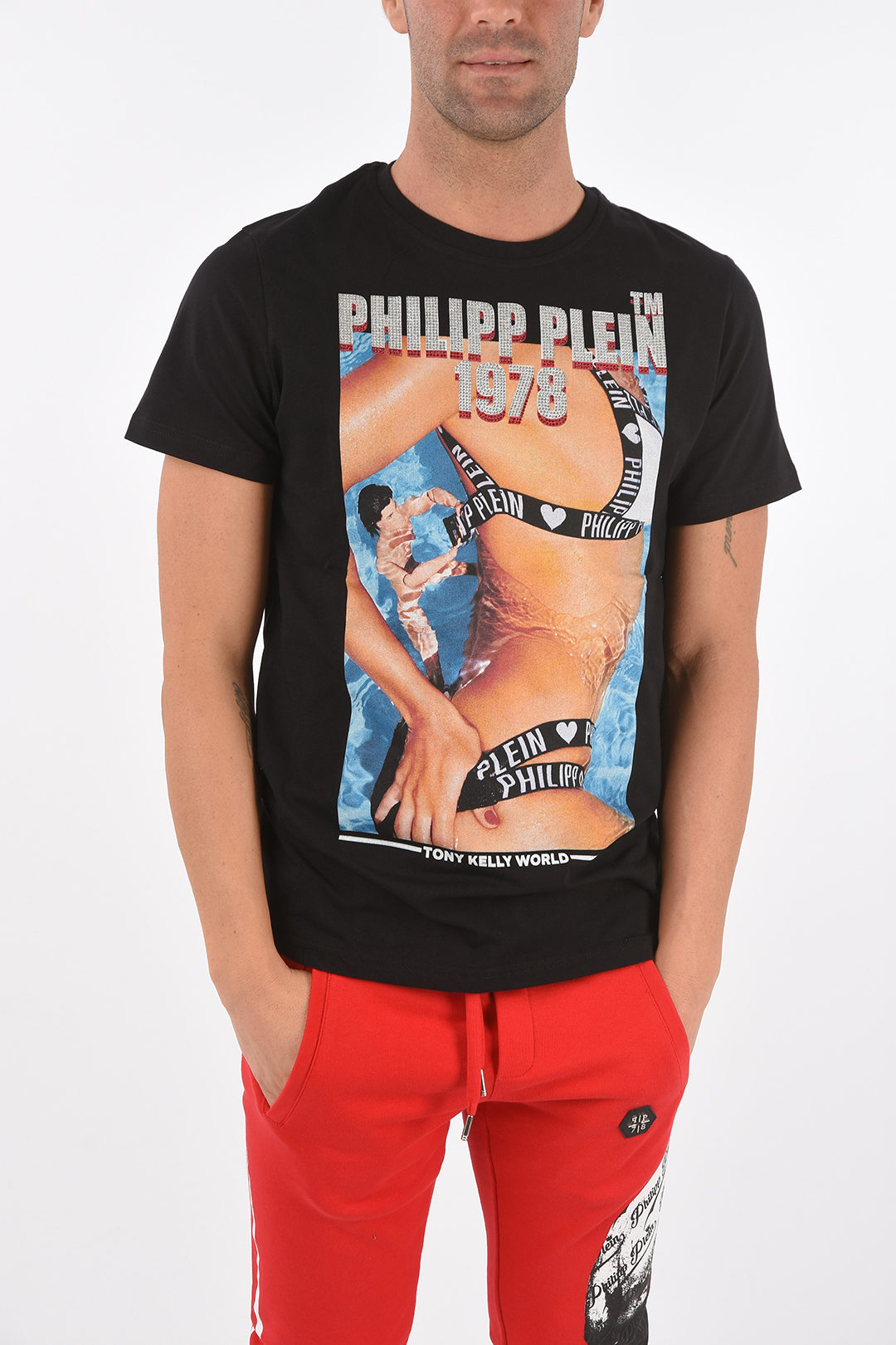 imply Try Vague Philipp Plein PLATINUM CUT Printed TONY KELLY Strass T-Shirt men - Glamood  Outlet