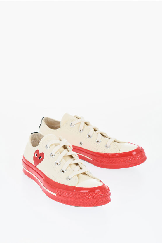 Converse Play Comme Des Garcons Cotton Low Top Sneakers With Contrast