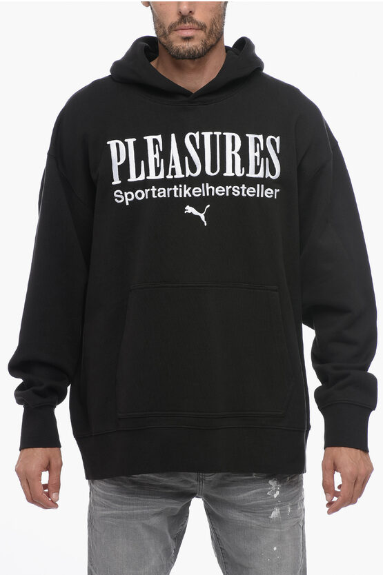 Shop Puma Pleasures Cotton Hoodie With Embossed Maxi Logo