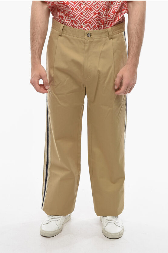Wales Bonner Pleat-front MALINKE Trousers with Side Stripes men 