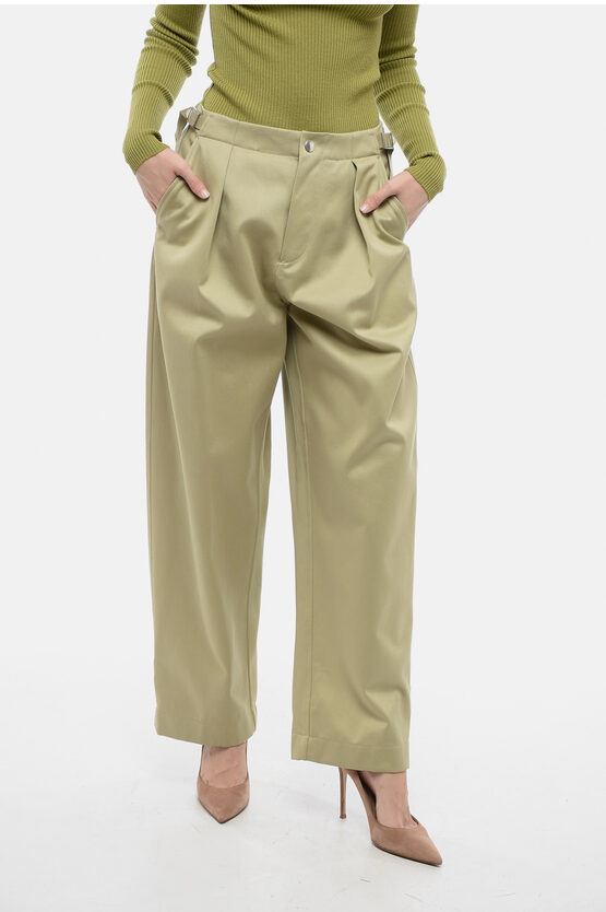 Shop Burberry Pleated Baloon-fit Pants With Half-belt