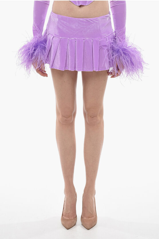 Adriana Hot Couture Pleated Chenille Miniskirt In Purple