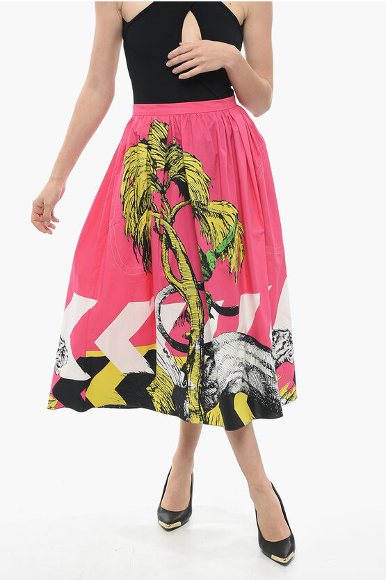Dior Pleated Flared Skirt With Graphic Print In Pink