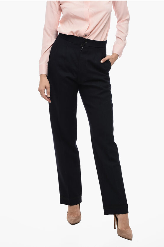 Maison Margiela Pleated High-waisted Wool Pants