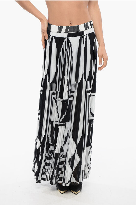 Balmain Pleated Longuette Skirt With Geometric Print