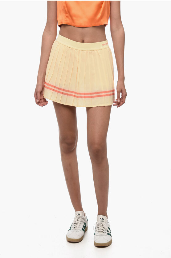 Shop Sporty And Rich Pleated Mini Skirt With Logoed Elastic Band