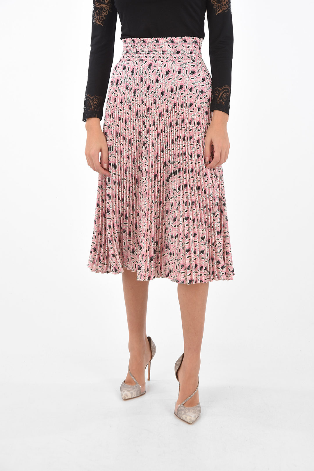 スカート PRADA Pattern Silk Pleats Skirt Prada Fall 2004 Baroque Print Pleated Silk Wrap Skirt 38 IT