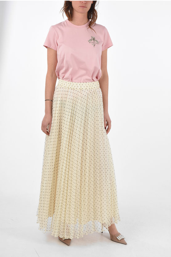 Parosh Pleated PLUPOIS Skirt with Polka Dot Motif women