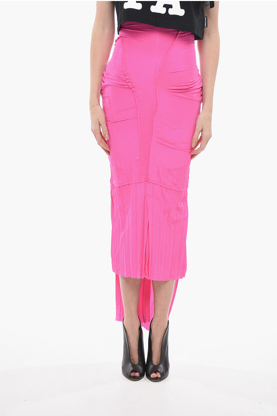 Talia Byre Pleated Silk Maxi Pencil Skirt In Pink