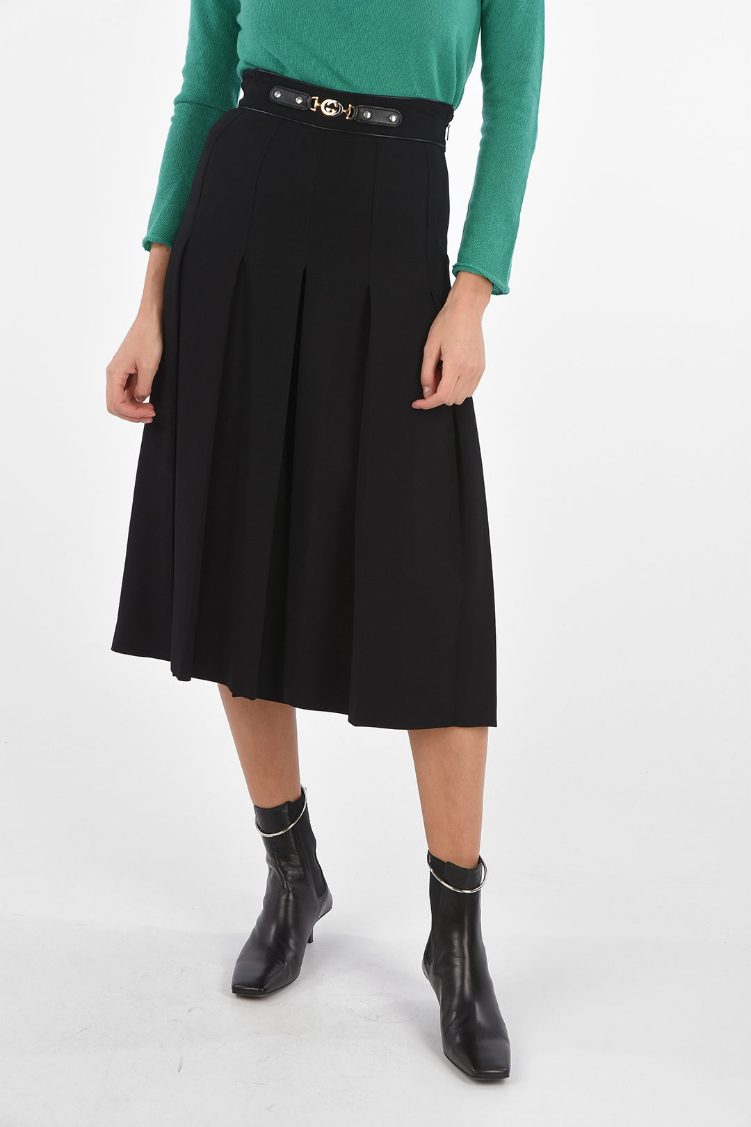 Gucci black pleated skirt best sale