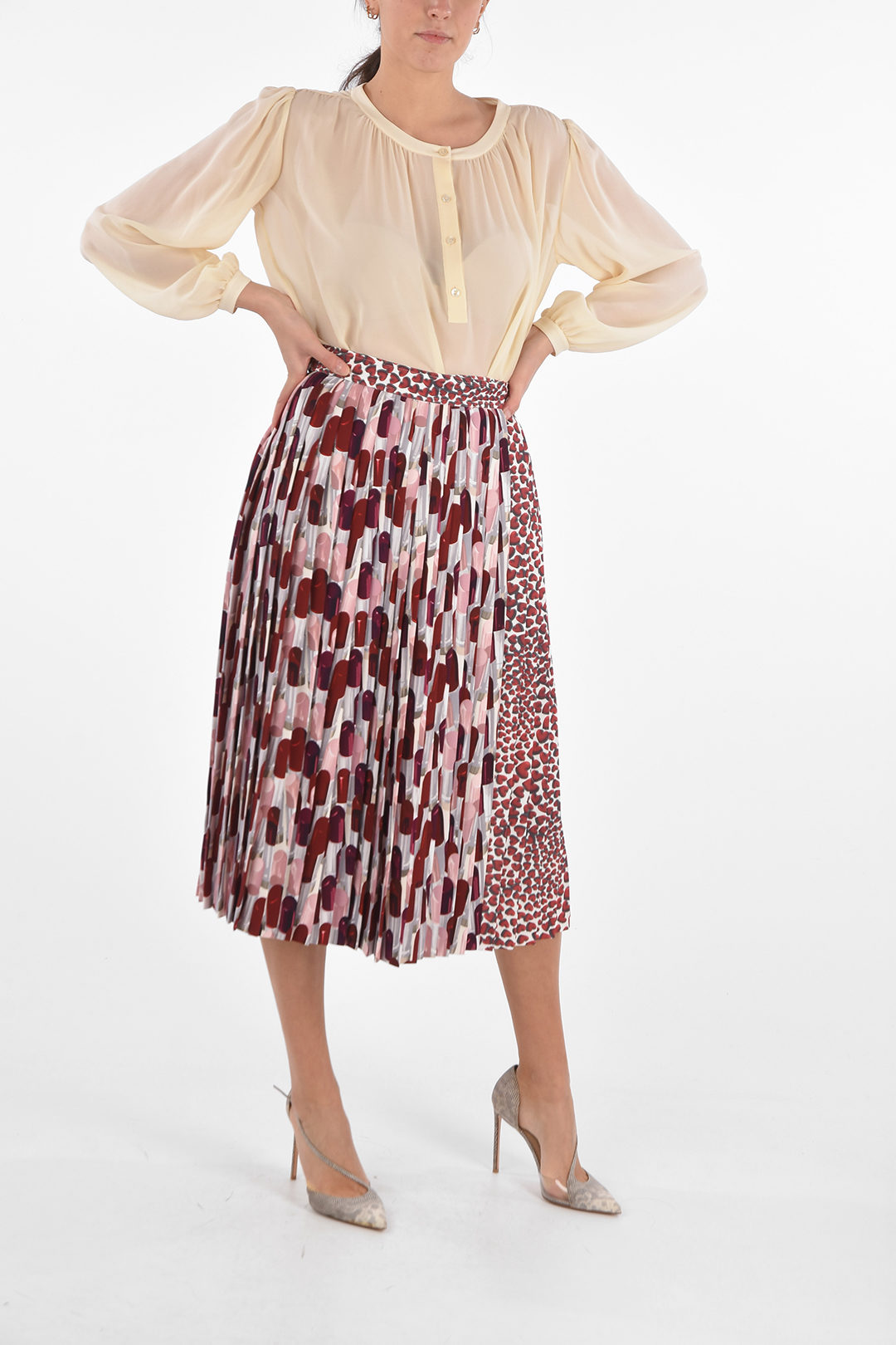 Prada Pleated Skirt with Double Pattern and Side Zip women