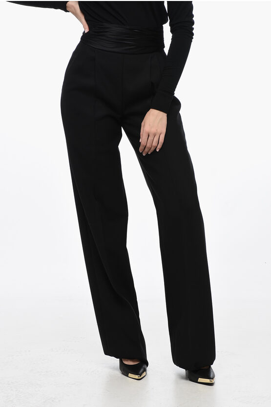 Shop Laquan Smith Pleated Tailored Pants With Sash-belt