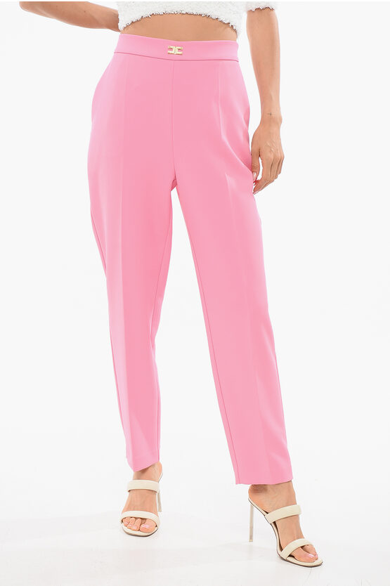 Elisabetta Franchi Pleated Tapered Fit Pants In Pink