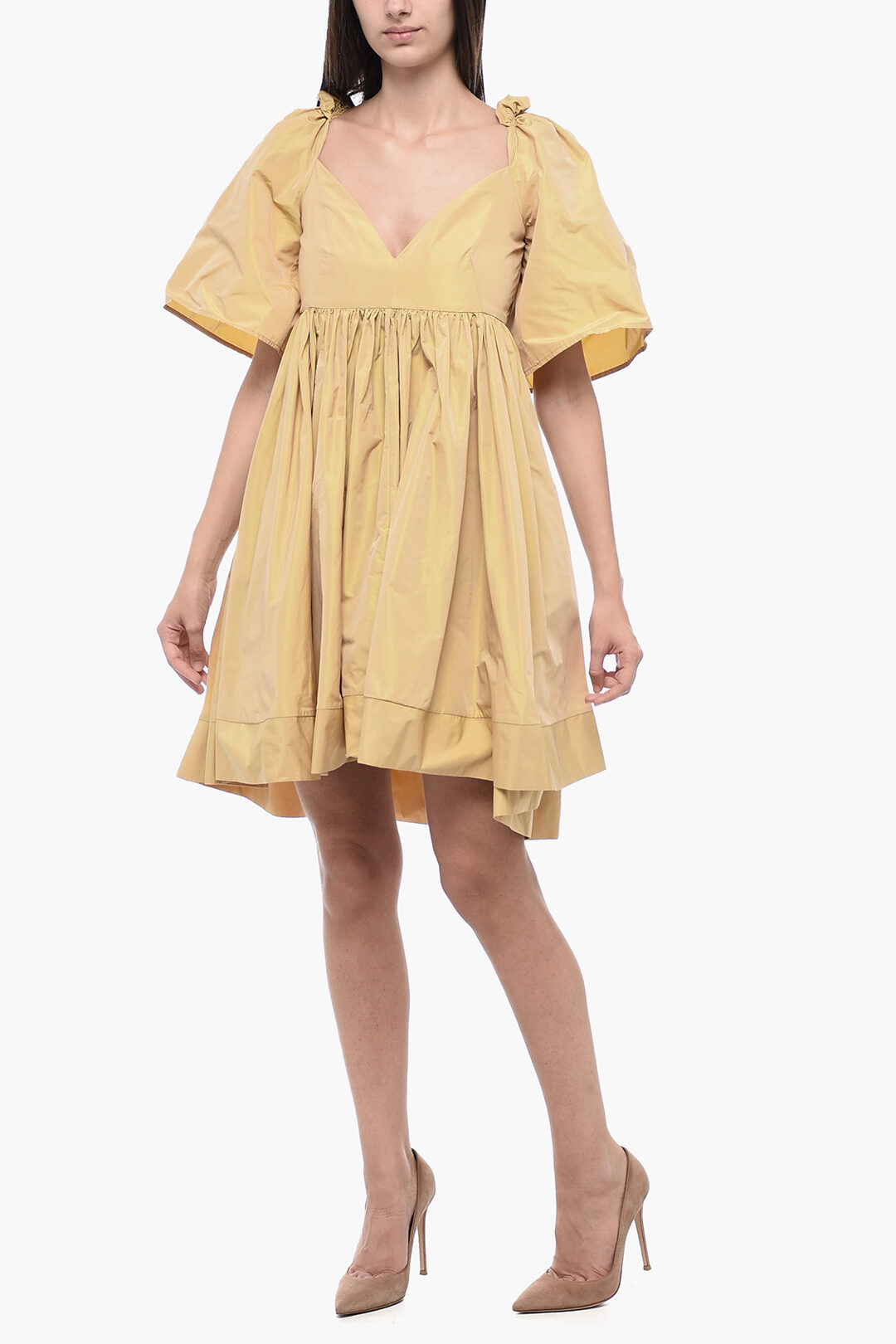 Women's V-neck pleated dress main image 1