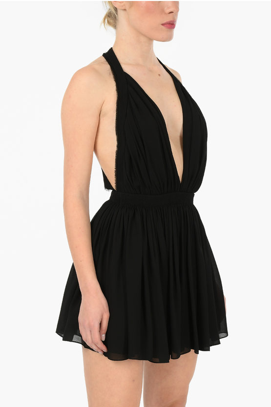 VIP【送料関税込】SAINT LAURENT V-NECKED MINI DRESS 23059510_55074905_600.jpg