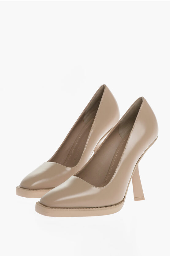 Ferragamo Pointed Anser Leather Pumps 12 Cm In White