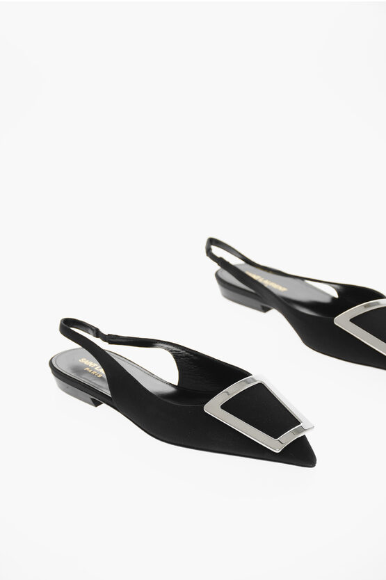 Saint Laurent Pointed Ballet Flats With Maxine Strap In Black