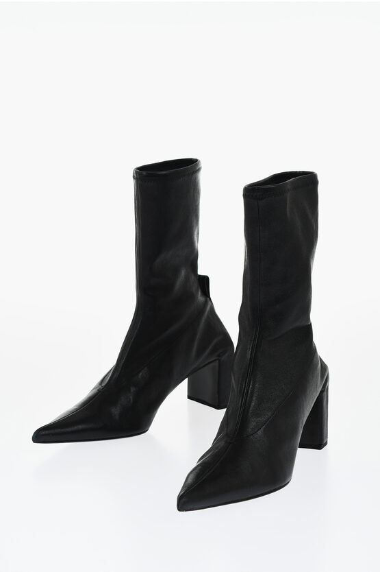 Jil Sander Pointed Leather Booties Heel 7 Cm