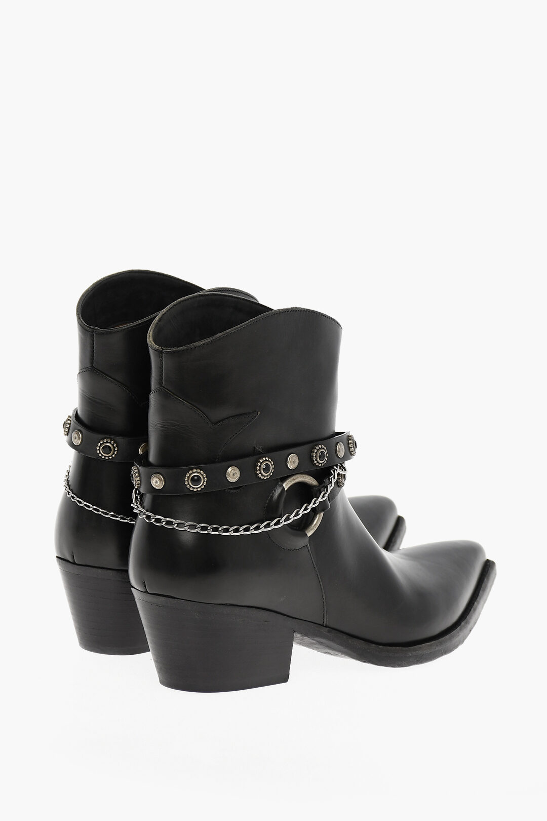 Sartore Pointed Leather Boots With Studded Straps women - Glamood