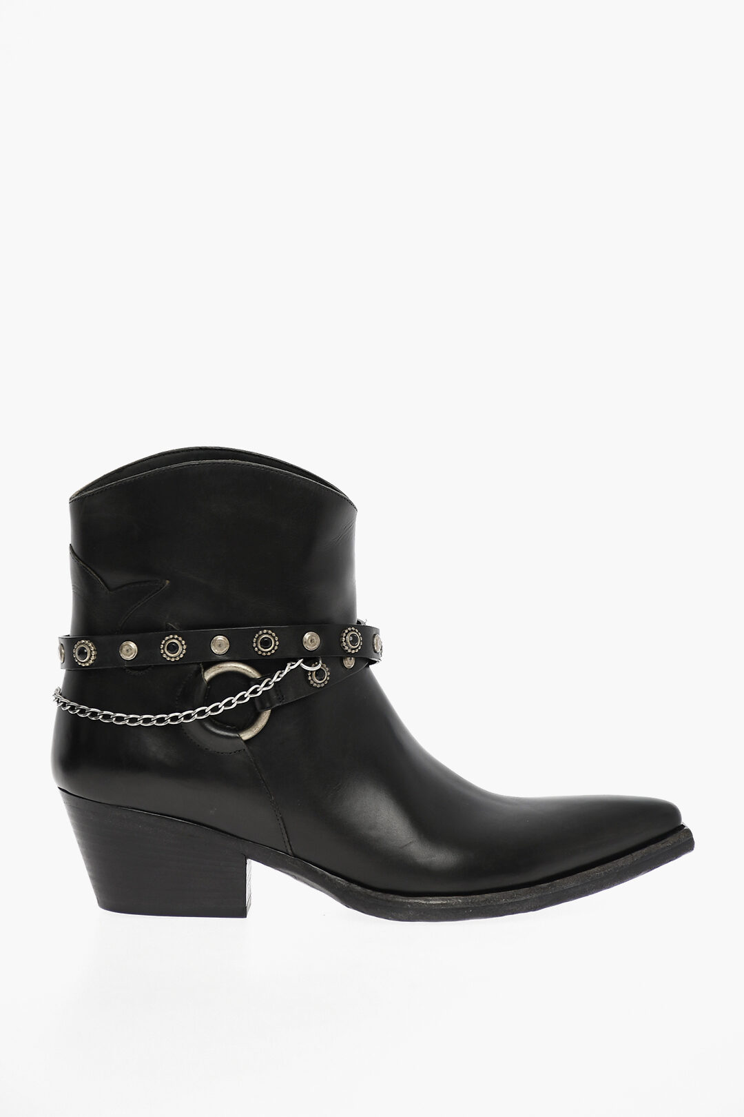 Sartore Pointed Leather Boots With Studded Straps women - Glamood