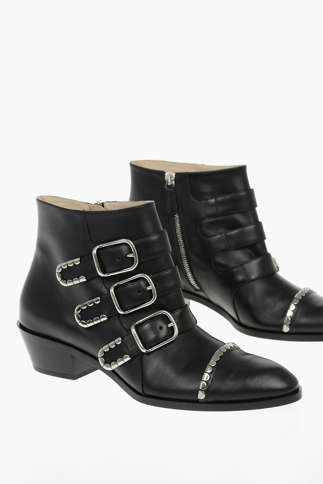 Chloe Pointed Leather IDOL Boots With Buckles women - Glamood Outlet