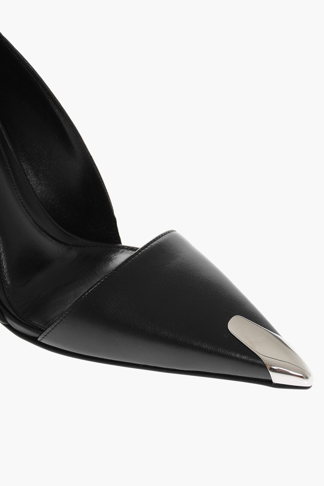 Alexander McQueen Pointed Leather Pumps With Metallic Detail