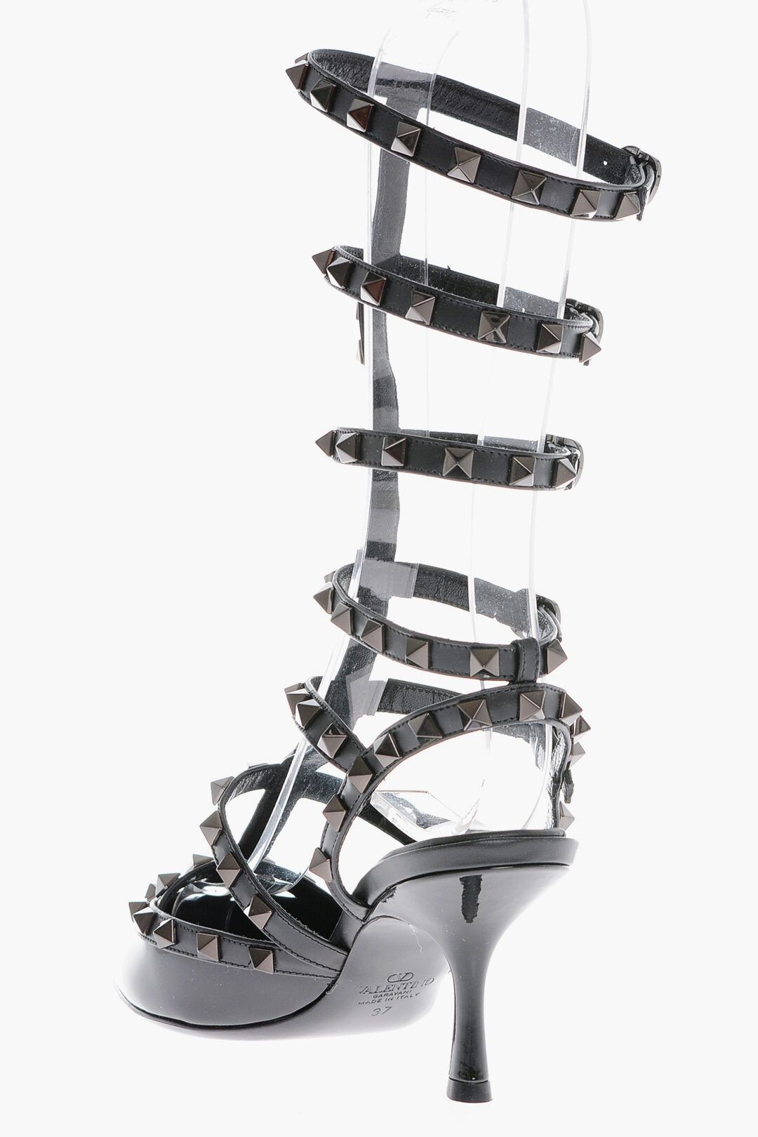 Valentino Pointed Leather Sandals With Studs Details Heel 7