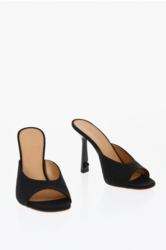 Off-white Pointed Linen Blend Lollipop Mules Heel 11 Cm