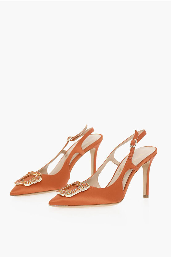 Kate Spade Pointed Pumps With Straps Heel 11 Cm In Orange