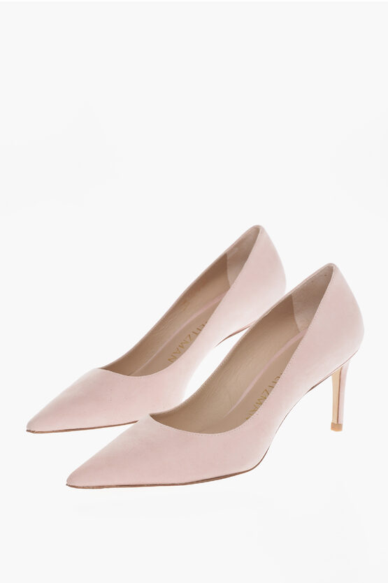 Shop Stuart Weitzman Pointed Suede Leather Pumps 8 Cm