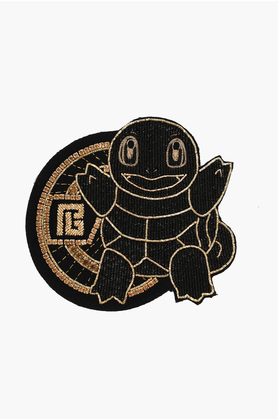Balmain Pokemon Golden Effect Wool Squirtle Patch Embellished With R