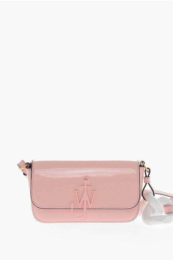 Jw Anderson Polished-leather Chain Anchor Baguette Bag In Pink