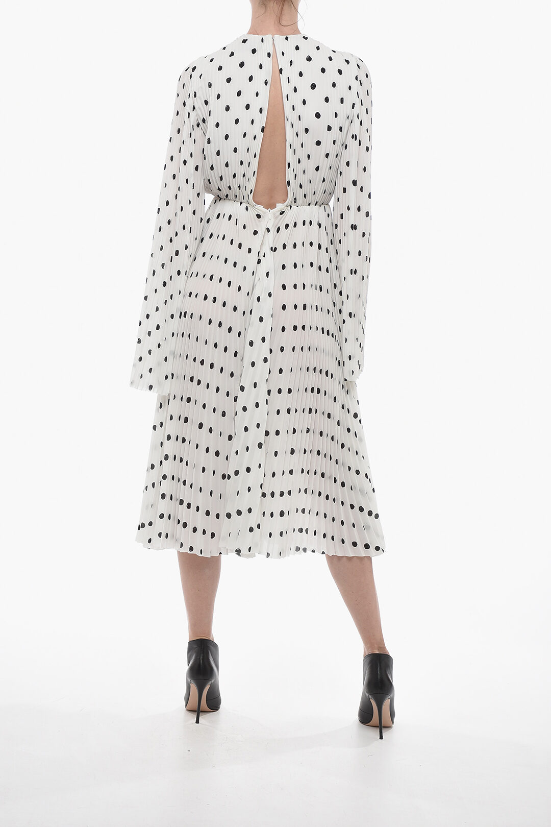 Balenciaga Polka Dot Patterned Accordion Dress with Bell Sleeves women